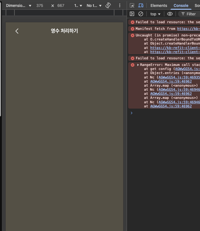 Maximum call stack size exceeded 에러 로그